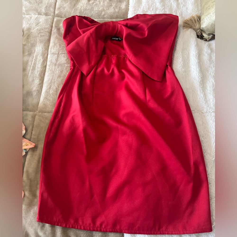 SHEIN prive big bow front cutout tube dress